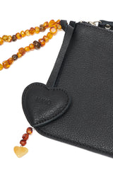Heart Charm Black with Amber