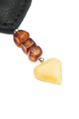 Heart Charm Black with Amber