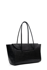 Croc-Effect Tote Gondola Bag