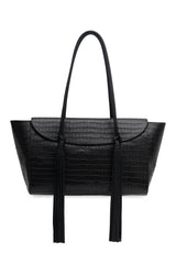 Croc-Effect Tote Bag with Tassels