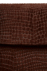 Snake-Effect Suede Elongé Gondola Bag