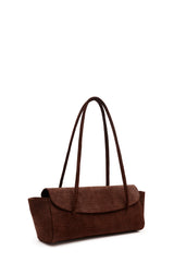 Snake-Effect Suede Elongé Gondola Bag