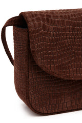 Snake-Efect Suede Mini Gondola Bag