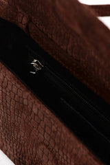 Snake-Efect Suede Mini Gondola Bag