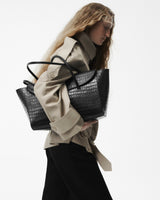 Croc-Effect Tote Gondola Bag