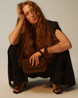 Snake-Efect Suede Mini Gondola Bag