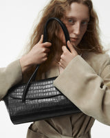 Croc-Effect Gondola Bag