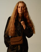 Snake-Efect Suede Mini Gondola Bag