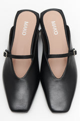 Black Leather Flats