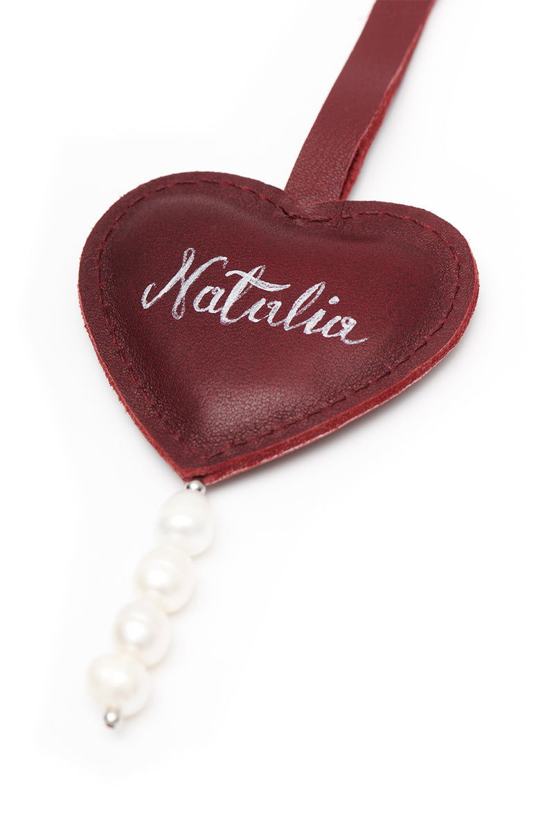 Heart Charm Burgundy PERSONALIZED