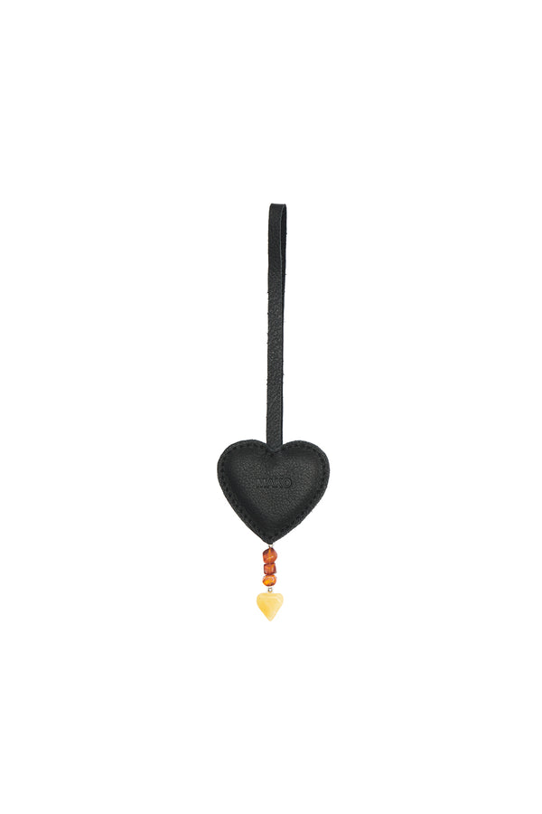 Heart Charm Black with Amber