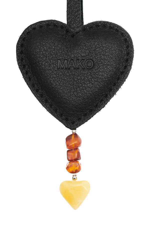 Heart Charm Black with Amber