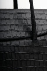 Croc-Effect Tote Gondola Bag