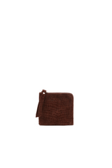 Croc-Effect Suede Mini Wallet