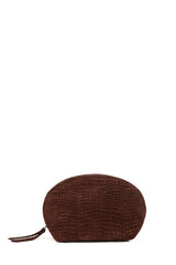 Croc-Effect Suede Beauty Pouch