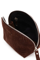 Croc-Effect Suede Beauty Pouch