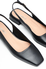 Leather Slingback Flats Black